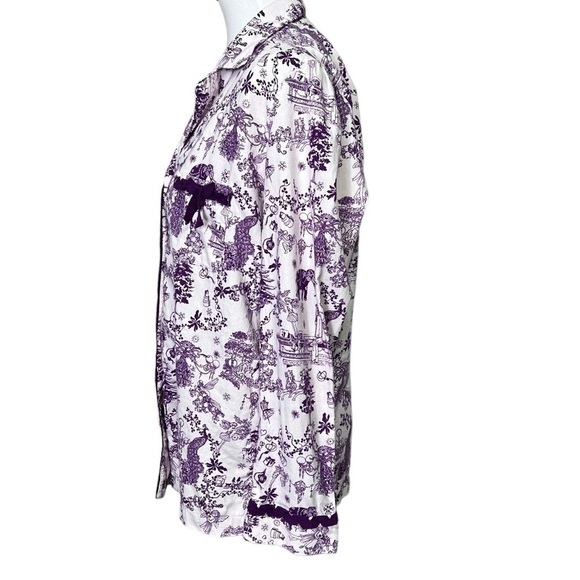 Victoria’s Secret Vintage Flannel Button Down Pajama Shirt Fairy Elephant Print - Picture 2 of 8